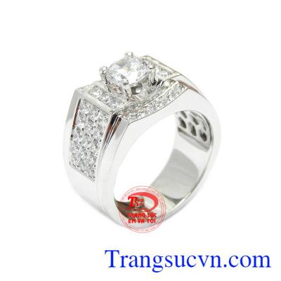 Nhẫn nam phong cách vàng trắng 14k