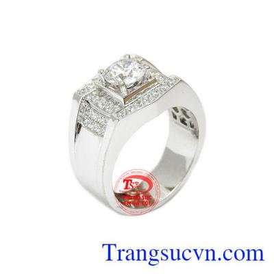 Nhẫn nam thời trang vàng trắng 14k