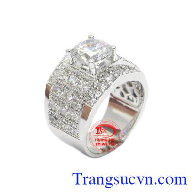 Nhẫn nam đẳng cấp vàng trắng 14k 