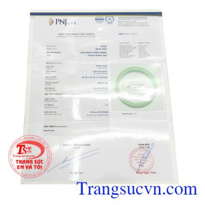 Giấy kiểm định từ PNJ
