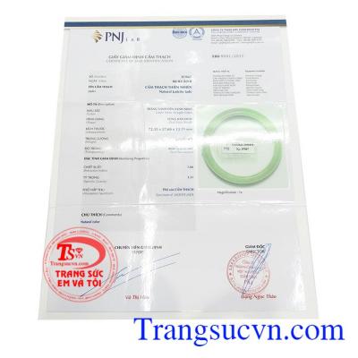 Giấy kiểm định từ PNJ
