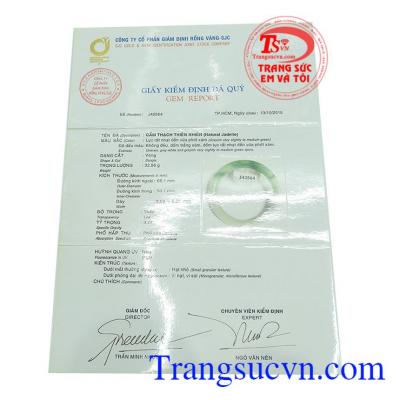 Giấy kiểm định từ SJC