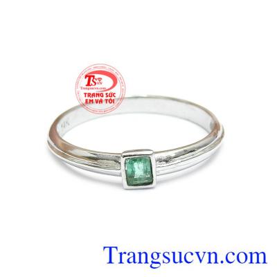 Nhẫn nam vàng trắng 14k thời trang thiết kế đơn giản, tinh tế.