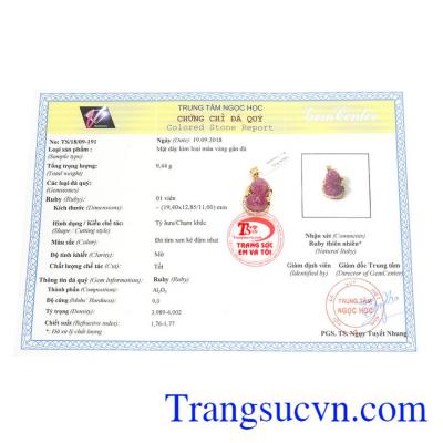 Mặt dây có giấy kiểm định đá quý