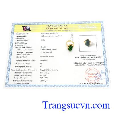 Nhẫn cẩm thạch có giấy kiểm định đá quý