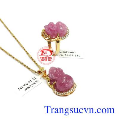 Bộ trang sức ruby tỳ hưu đẹp