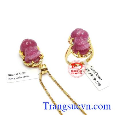 Bộ trang sức ruby tỳ hưu tinh tế