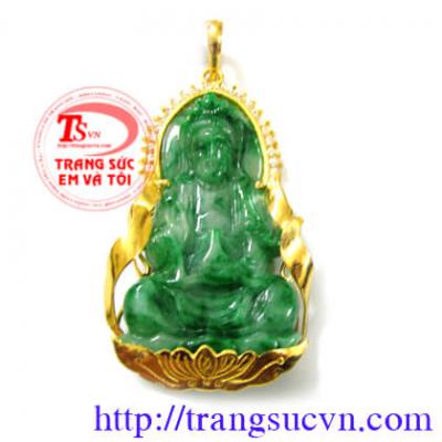 Phật quan âm Jadeite vàng 999