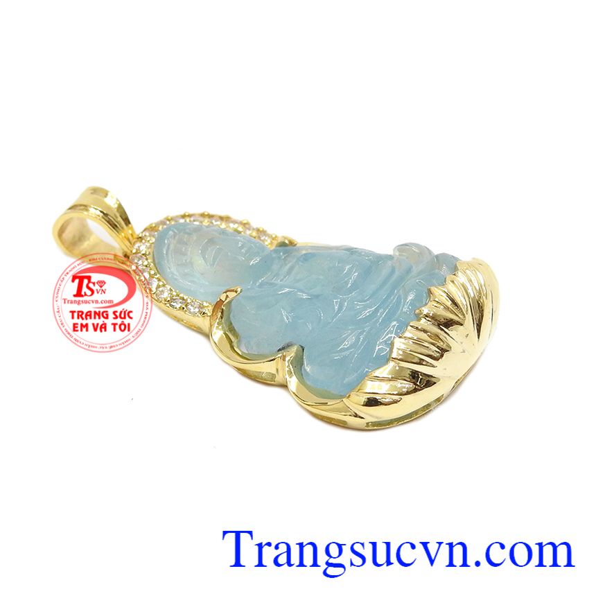Mặt dây aquamarine đẹp được kết hợp từ vàng tây 14k và đá quamarine thiên nhiên. 