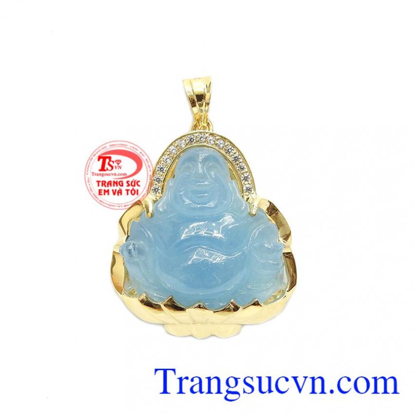 Mặt dây di lặc aquamarine 