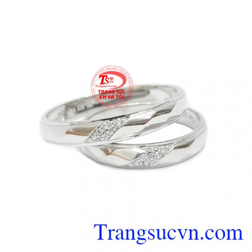 Nhẫn cưới vàng trắng thủy chung