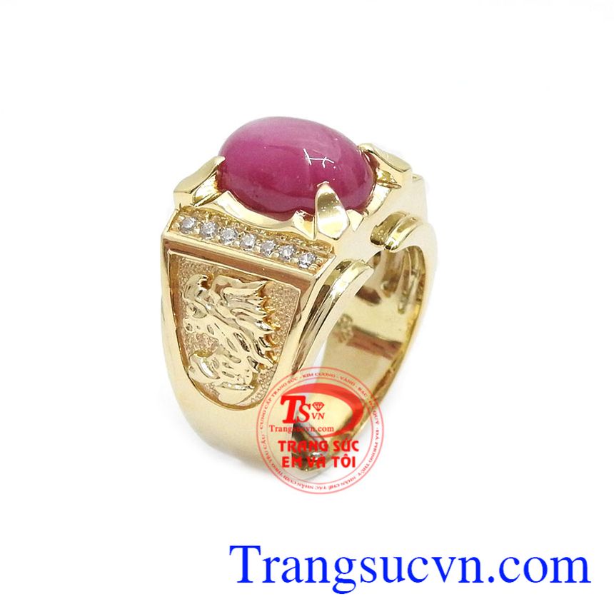 Nhẫn nam ruby sao 14k là sản phẩm trang sức vàng có gắn đá ruby thiên nhiên