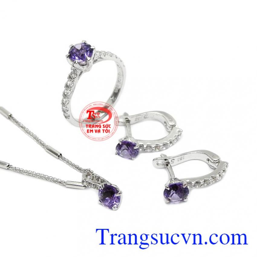 Bộ trang sức thạch anh tím thủy chung