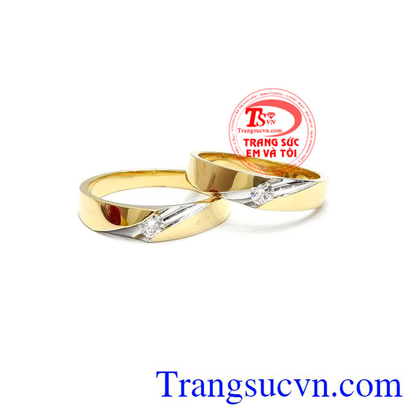 Đôi nhẫn cưới vàng tây 18k