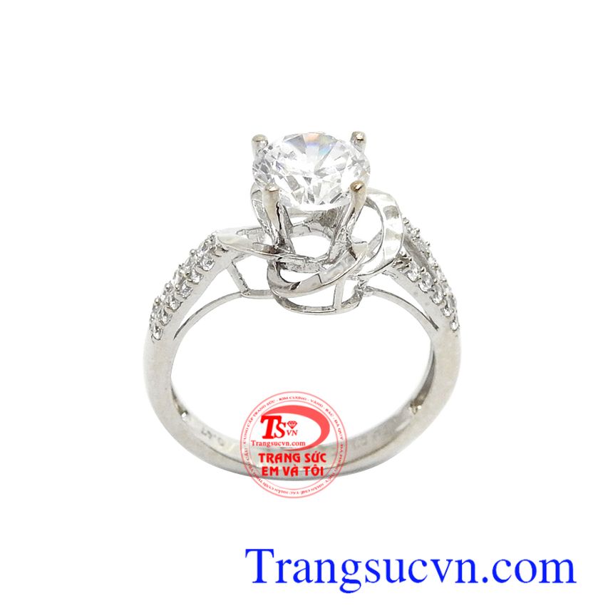 Nhẫn nữ vàng trắng Korea phong cách nhập khẩu nguyên chiếc cao cấp, thời trang, nhẫn nữ vàng 10k đính đá