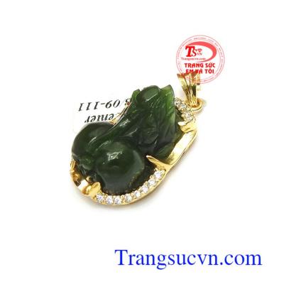 Mặt Tỳ Hưu Cẩm Thạch Tài Lộc 14k chạm khắc đẹp, chất lượng ngọc cao cấp, phù hợp nhiều loại dây chuyền khác nhau
