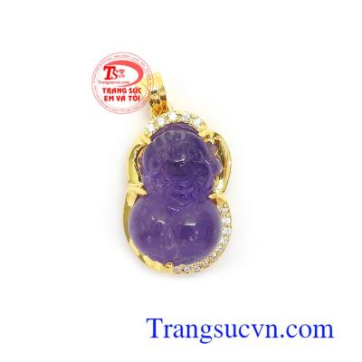 Mặt Tỳ Hưu Thạch Anh Tím Bình An bọc vàng 14k chạm khắc đẹp, chất lượng cao, phù hợp nhiều loại dây chuyền khác nhau