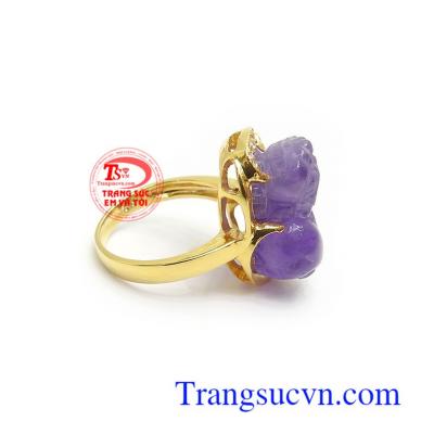 Nhẫn Tỳ hưu đá quý bình an, may mắn