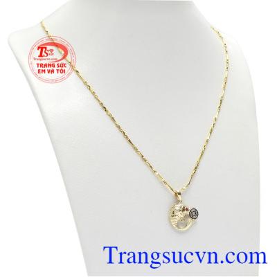 Bộ trang sức cá chép kim tiền gồm mặt dây và dây chuyền vàng tây 10k