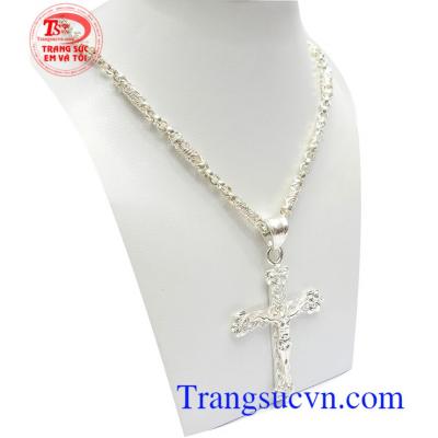 Bộ Dây Chuyền Thánh Giá Bạc Tinh Xảo bạc 92.5 bền đẹp, chất lượng