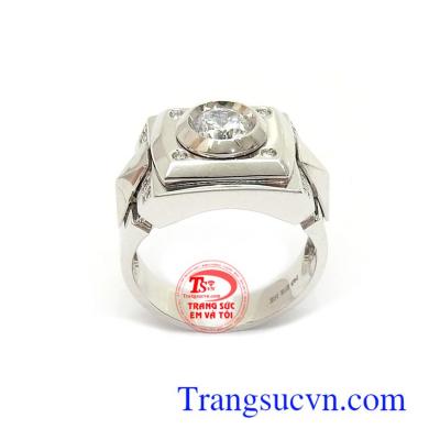 Nhẫn nam vàng trắng Hàn Quốc thời trang