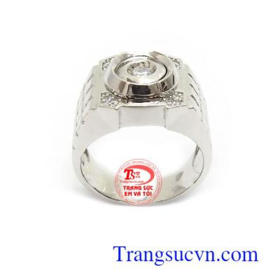 Nhẫn Nam Đính Đá Đẳng Cấp đường nét tinh tế, sang trọng và thời trang, phù hợp phong cách phái mạnh