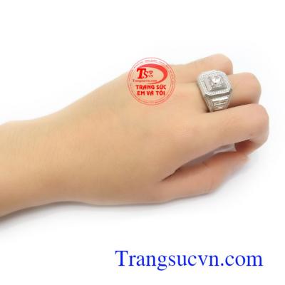 Nhẫn nam vàng trắng 10k đẳng cấp phái mạnh