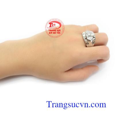 Nhẫn nam vàng trắng 10k
