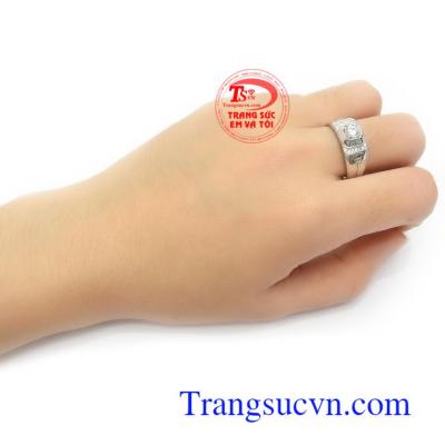 Nhẫn Nam Vàng Trắng 14k Phong Cách