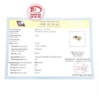 Giấy kiểm định từ trung tâm ngọc học