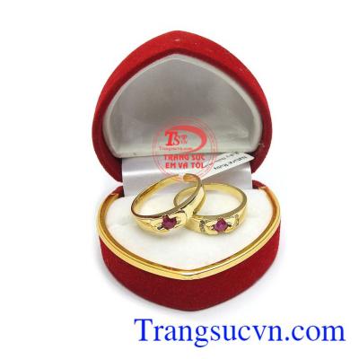 Nhẫn cưới Ruby tình yêu vàng 14k