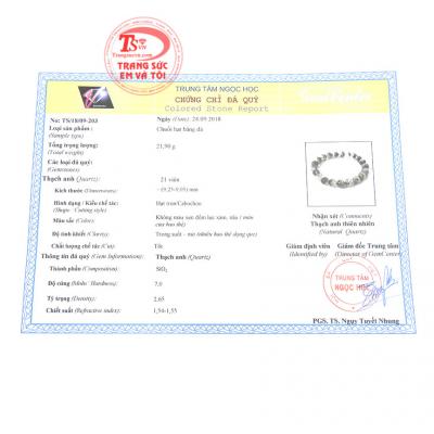 Giấy kiểm định từ trung tâm ngọc học