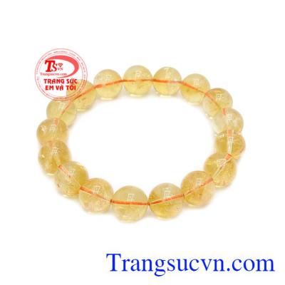 Chuỗi thạch anh vàng 12 ly thiên nhiên mang màu vàng sáng, thích hợp cho người mệnh kim và thổ.