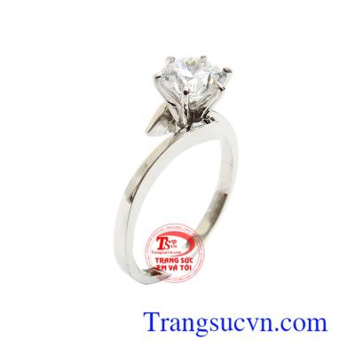 Nhẫn Nữ Vàng Trắng Thời Trang vàng 14k bền đẹp, chất lượng, đính đá độc đáo