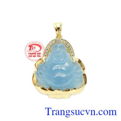 Mặt dây di lặc aquamarine