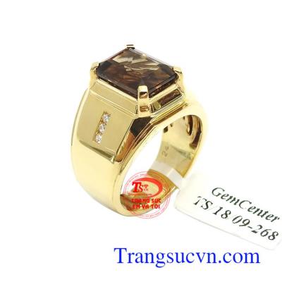 Nhẫn Nam Thạch Anh 14k Độc Đáo