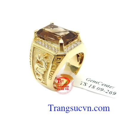 Nhẫn Nam Thạch Anh 14k Mạnh Mẽ chế tác tinh xảo độc đáo, kiểu dáng thời trang và đẳng cấp phái mạnh