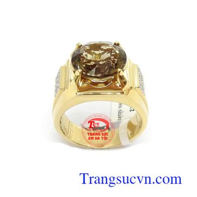 Nhẫn nam gắn thạch anh may mắn bình an