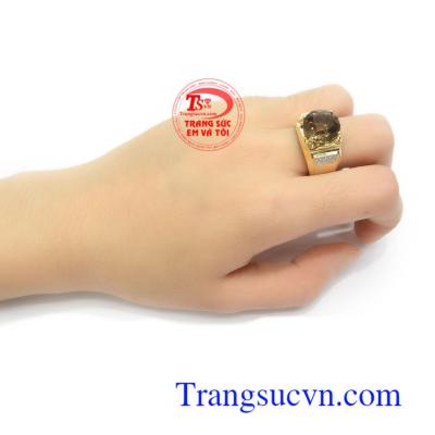 Nhẫn nam vàng 14k gắn đá quý thiên nhiên sang trọng