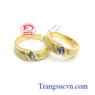 Nhẫn cưới Topaz hạnh phúc lứa đôi kiểu dáng tinh tế, thời trang, chế tác vàng 14k sang trọng, bền đẹp