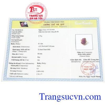 Giấy kiểm định từ trung tâm ngọc học