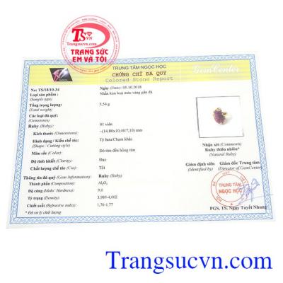 Giấy kiểm định từ trung tâm ngọc học