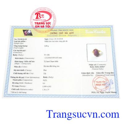 Giấy kiểm định từ trung tâm ngọc học