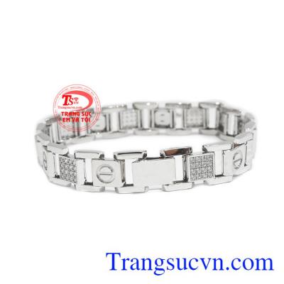 Lắc tay nam sang trọng vàng trắng được nhập khẩu từ Hàn Quốc