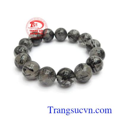 Chuỗi tay thạch anh tóc đen 14 ly màu sắc đẹp, chất lượng cao