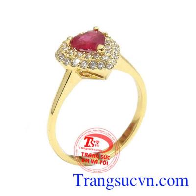 Nhẫn nữ ruby trái tim