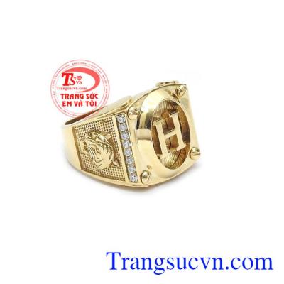 Nhẫn vàng chữ H 18k sang trọng được phái mạnh ưa thích
