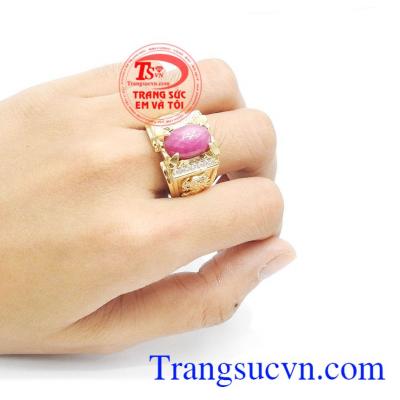 Nhẫn nam ruby sao 14k