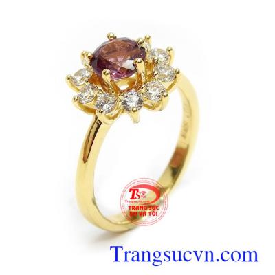 Nhẫn Nữ Granet tài lộc 14k bền đẹp, chất lượng, chế tác độc đáo