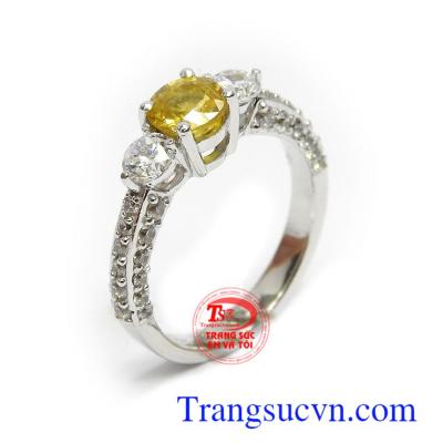 Nhẫn nữ Sapphire vàng tài lộc vàng 14k sang trọng, quý phái